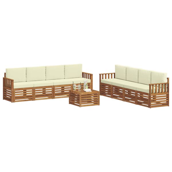 vidaXL Sofagarnituren 9 pcs Natur und Creme Massivholz Akazie