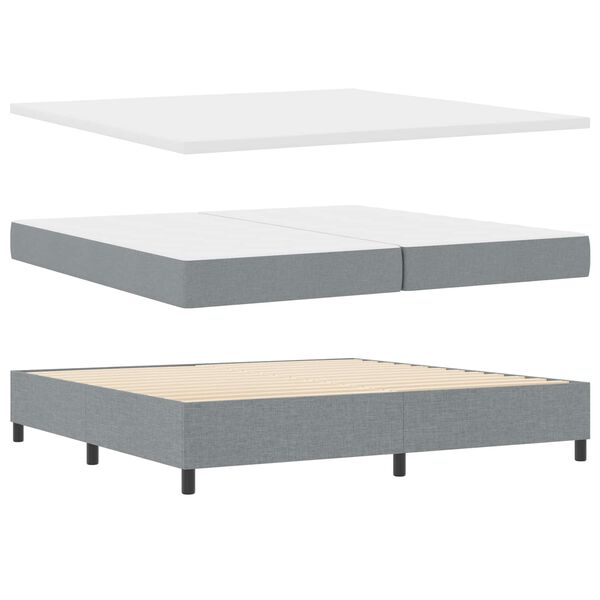 vidaXL Boxspringbett mit Matratze Hellgrau 200 x 200 cm Stoff