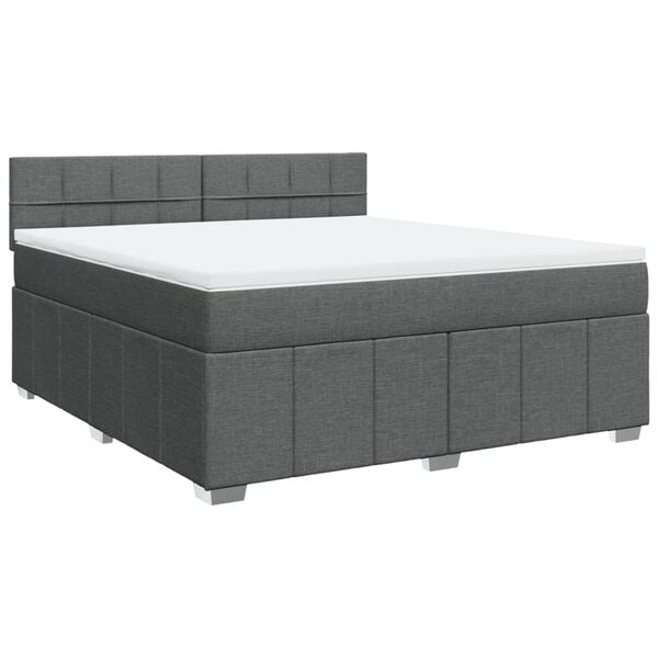 vidaXL Boxspringbett mit Matratze Dunkelgrau 180x200 cm Stoff