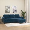 vidaXL 3-Sitzer-Sofa mit Hocker Blau 180 cm Samt