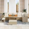 vidaXL Gartensofa-set mit Kissen 9 pcs Beige und Creme Poly-Rattan