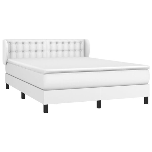 vidaXL Boxspringbett mit Matratze Wei&szlig; 140x190 cm Kunstleder