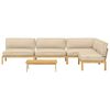 vidaXL Sofa Set mit Kissen Uni 5 pcs Beige Massivholz Akazie