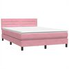 vidaXL Boxspringbett mit Matratze & LED Rosa 160x210 cm Samt