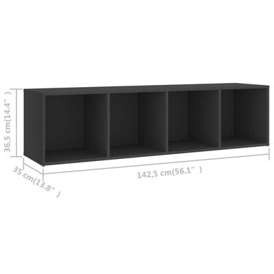 vidaXL TV-Schränke 2 Stk. Grau 142,5x35x36,5cm Holzwerkstoff