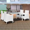 vidaXL 5-tlg. Garten-Essgruppe Poly Rattan Cremewei&szlig;