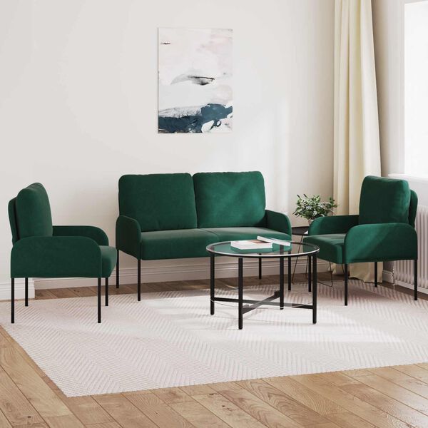 vidaXL Sofagarnituren 3 pcs Dunkelgr&uuml;n 115 x 56 x 80 cm Sperrholz