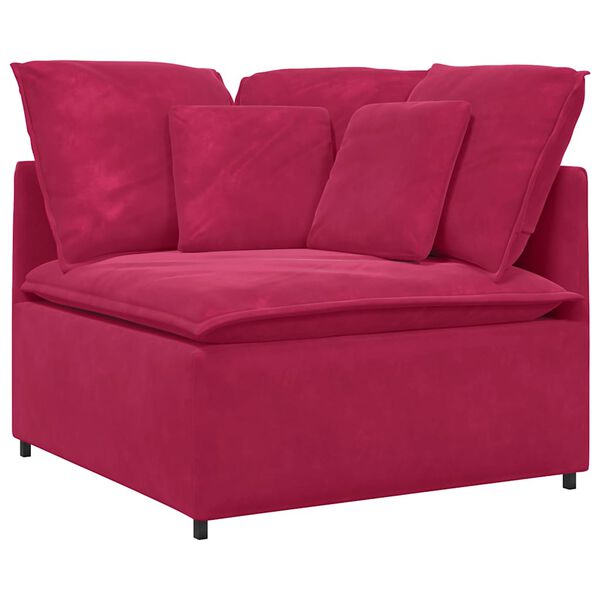 vidaXL Modulares Sofa Eckmodul mit Kissen Weinrot 100 cm