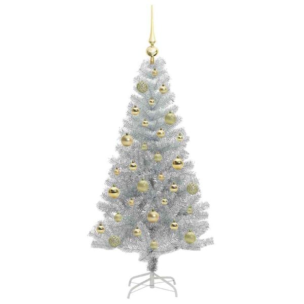 vidaXL Weihnachtsbaum mit 150 LEDs mit St&auml;nder Silber 120 cm PET