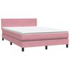 vidaXL Boxspringbett mit Matratze & LED Rosa 140x220 cm Samt