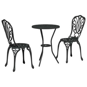 vidaXL Garten Bistro Set 3 stk. Schwarz Aluminium