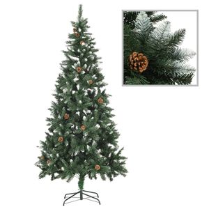 vidaXL K&uuml;nstlicher Weihnachtsbaum Kiefernzapfen Wei&szlig;em Glitzer 210 cm