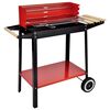 HI Holzkohle-Grillwagen 88x44x83 cm Rot