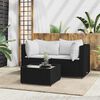 vidaXL 3-tlg. Garten-Lounge-Set mit Kissen Schwarz Poly Rattan