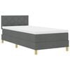 vidaXL LED Boxspringbett mit Kopfteil Dunkelgrau 90 x 200 cm Stoff