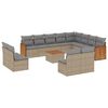 vidaXL 13-tlg. Garten-Sofagarnitur mit Kissen Beige Poly Rattan