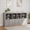 vidaXL Sideboard mit LED-Leuchten Grau Sonoma 202x37x100 cm