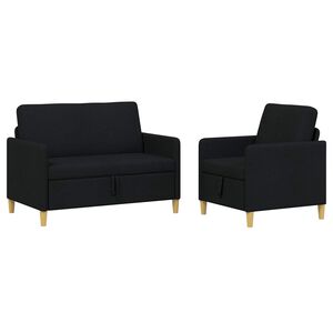 vidaXL Sofa Set mit Stauraum 2 pcs Schwarz Polyester
