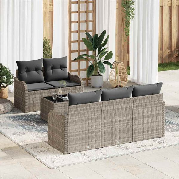 vidaXL Garten-Sofa-Set mit Kissen 6 pcs Hellgrau und Dunkelgrau