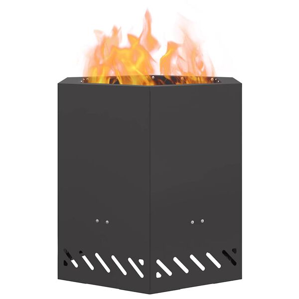 vidaXL Rauchfreier Feuerkorb Schwarz 48 x 48 x 51 cm Stahl