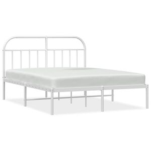 vidaXL Bettgestell mit Kopfteil Metall Wei&szlig; 150x200 cm