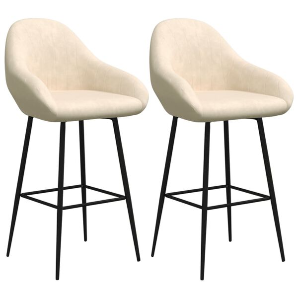 vidaXL Barhocker 2 Stk. Creme Samt