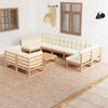 vidaXL 10-tlg. Garten-Lounge-Set mit Kissen Honigbraun Massivholz