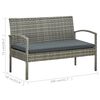 vidaXL 4-tlg. Garten-Lounge-Set mit Auflagen Poly Rattan Grau