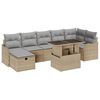 vidaXL Garten-Sofa-Set mit Kissen mit Speicher 8 pcs Beige Poly Rattan