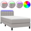 vidaXL Boxspringbett mit Matratze & LED Hellgrau 90x200 cm Stoff