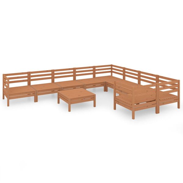 vidaXL 10-tlg. Garten-Lounge-Set Honigbraun Massivholz Kiefer