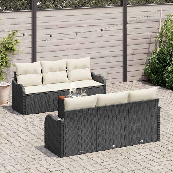 vidaXL Gartensofa-set mit Kissen 7 pcs Schwarz Poly-Rattan