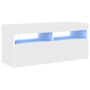 vidaXL TV-Schrank mit LED-Leuchten Wei&szlig; 90x35x40 cm