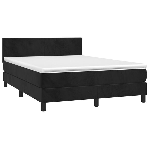 vidaXL Boxspringbett mit Matratze & LED Schwarz 140x200 cm Samt
