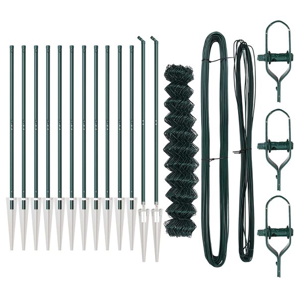 vidaXL Zaunpfosten Gr&uuml;n 1 x 25 m (60 x 60 mm Maschen) Stahl