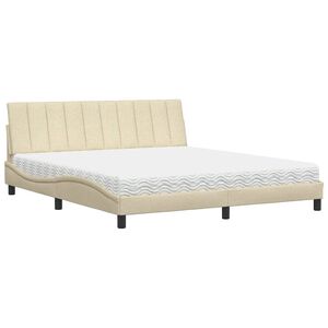 vidaXL Bett mit Matratze "Hanko" Creme 180x200 cm Stoff