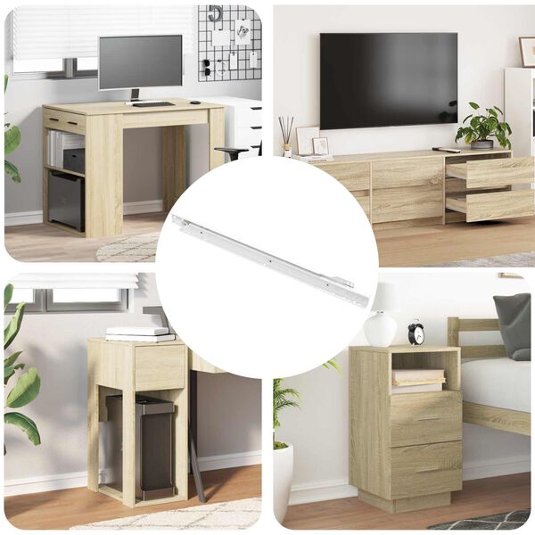 vidaXL Schubladenschiene 49 pcs Wei&szlig; Stahl