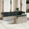 vidaXL 8-tlg. Garten-Sofagarnitur mit Kissen Hellgrau Poly Rattan