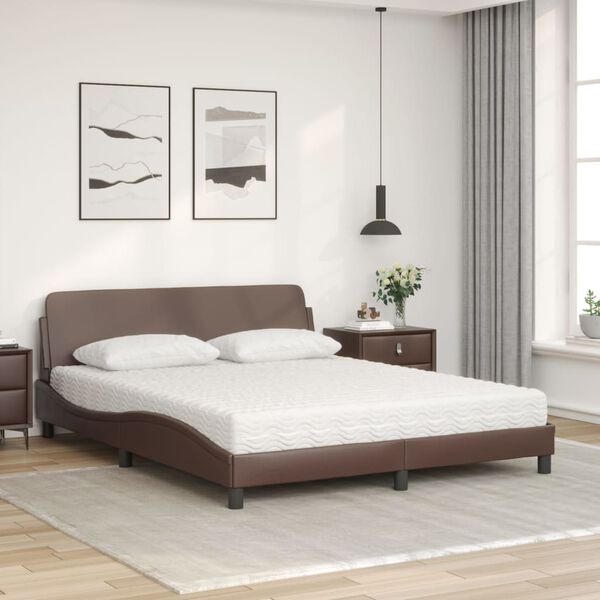 vidaXL Bett mit Matratze "Dover" Braun 160x200 cm Kunstleder