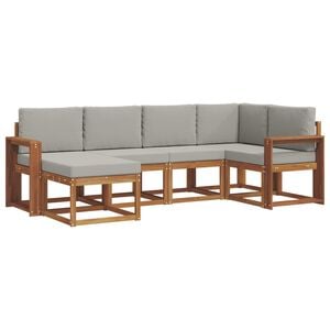 vidaXL Outdoor-Sofagarnitur mit Kissen 6 pcs Nat&uuml;rlich und Hellgrau