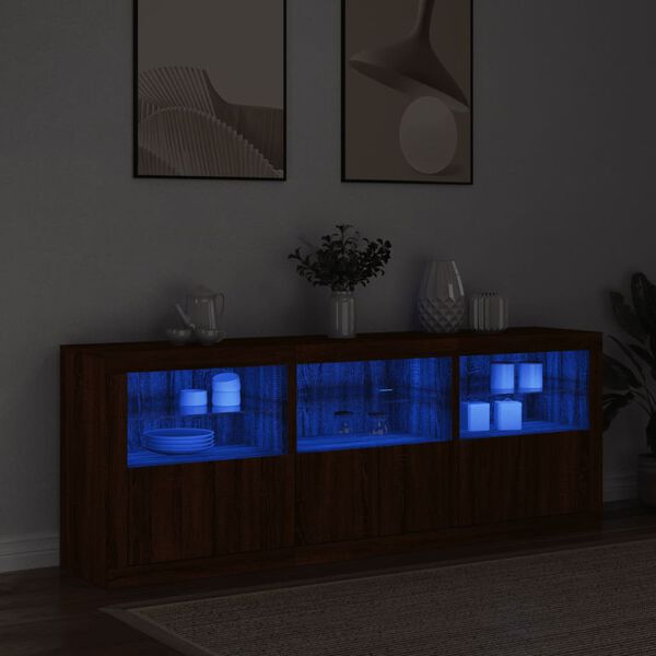 vidaXL Sideboard mit LED-Leuchten Braun Eichen-Optik 181,5x37x67 cm