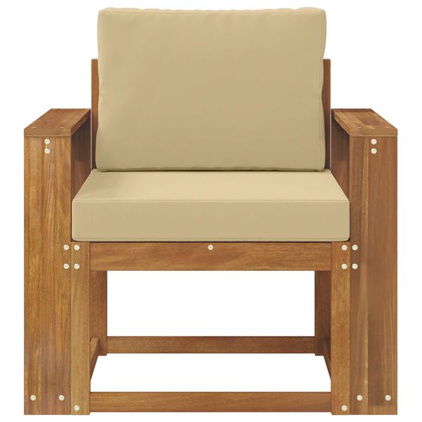 vidaXL Outdoor-Sofa Massives Akazienholz und Polyester Natur