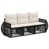 vidaXL Gartensofa-set 3 stk. Schwarz und Cremewei&szlig; Poly-Rattan