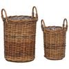 vidaXL Blumentopfkorb mit Speicher 2 pcs Braun Kubu Rattan
