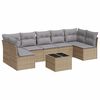 vidaXL 8-tlg. Garten-Sofagarnitur mit Kissen Beige Poly Rattan