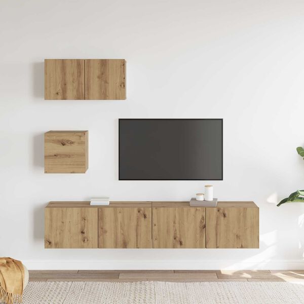 vidaXL TV-Schrankset Wandmontiert 3 pcs Artisan-Eiche Holzwerkstoff