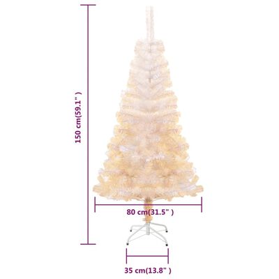 vidaXL Künstlicher Weihnachtsbaum Schillernde Spitzen Weiß 150 cm PVC