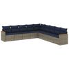 vidaXL 9-teiliges Gartensofa-Set mit Kissen, grau, Polyrattan