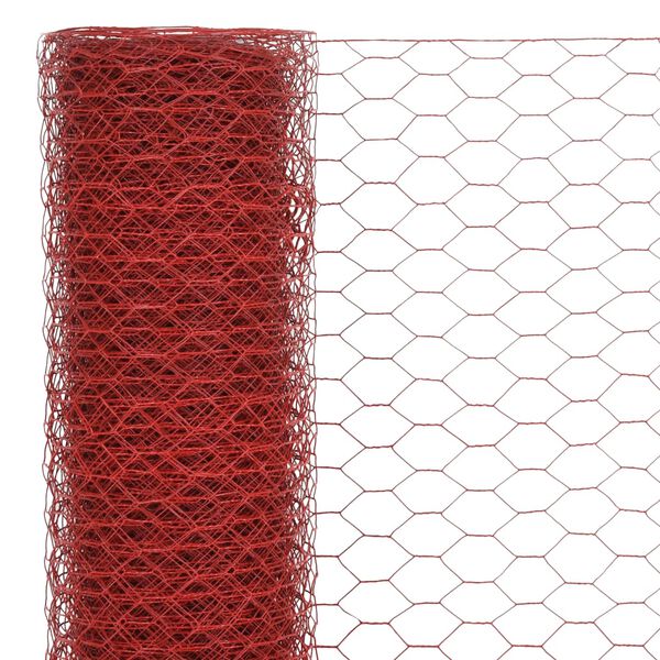 vidaXL Drahtzaun Stahl mit PVC-Beschichtung 25x0,75 m Rot