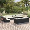 vidaXL 13-tlg. Garten-Lounge-Set mit Kissen Schwarz Poly Rattan